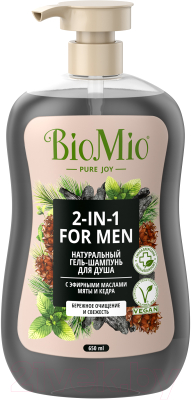 Гель для душа BioMio Bio Shower Body&Hair Gel 2in1 с эфирными маслами мяты и кедра (650мл)