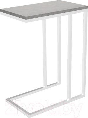 Приставной столик TMB Loft Рокс 18мм (бетон чикаго светло-серый/белый)