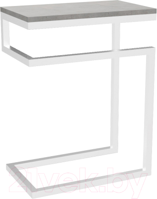 Приставной столик TMB Loft Хидсон 18мм (бетон чикаго светло-серый/белый)