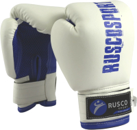 Боксерские перчатки RuscoSport 10oz (бело-синий) - 