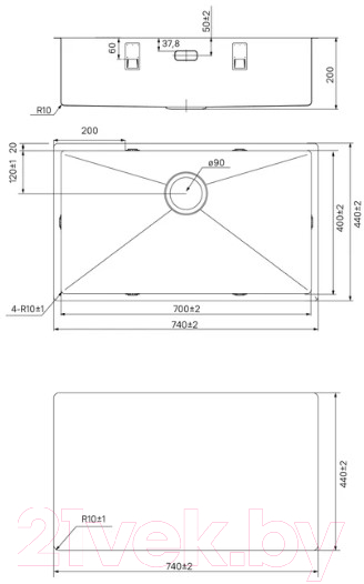 Мойка кухонная IDDIS Edifice EDI74S0i77