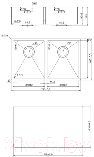 Мойка кухонная IDDIS Edifice EDI75G2i77