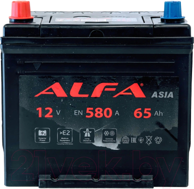 Автомобильный аккумулятор ALFA battery Asia JL 580A с бортом (65 А/ч)