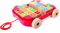 Игрушка-каталка Hape Тележка с кубиками и английским алфавитом / E0487_HP - 