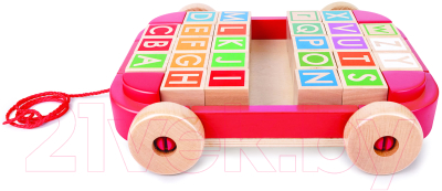 Игрушка-каталка Hape Тележка с кубиками и английским алфавитом / E0487_HP