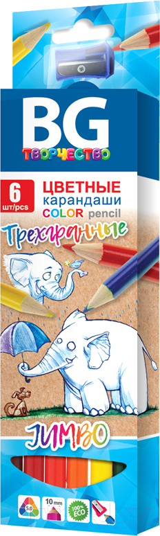 Набор цветных карандашей BG Jumbo / KR6C_t 4643 (6цв)