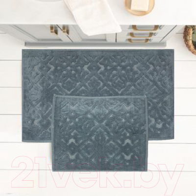 Набор ковриков для ванной и туалета Karven Luna / KV 420 (Koyu Gri/темно-серый)