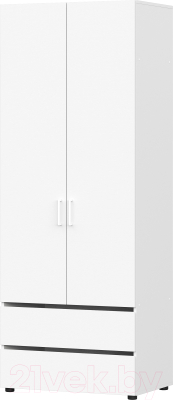 Шкаф NN мебель Токио двухстворчатый с двумя ящиками (белый текстурный)