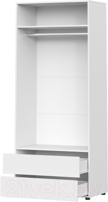 Шкаф NN мебель Токио двухстворчатый с двумя ящиками (белый текстурный)