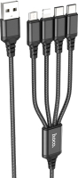 Кабель Hoco X76 4в1 2 Type-C+Lightning+Micro (1м, черный) - 