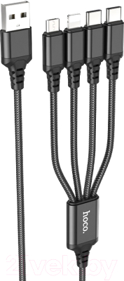 Изображение товара Кабель Hoco X76 4в1 2 Type-C+Lightning+Micro (1м, черный)