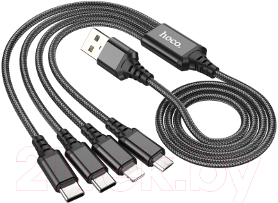 Изображение товара Кабель Hoco X76 4в1 2 Type-C+Lightning+Micro (1м, черный)