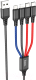 Миниатюра изображения товара Кабель Hoco X76 4в1 2 Type-C+Lightning+Micro (1м, цветной)