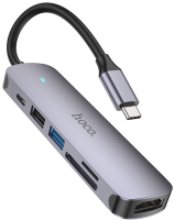 USB-хаб Hoco HB28 Type-C (металлик) - 