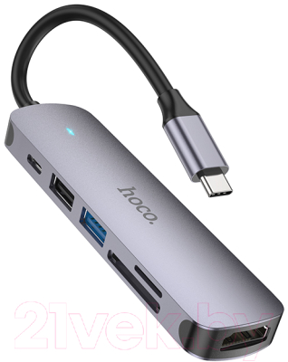 USB-хаб Hoco HB28 Type-C (металлик)
