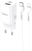 Зарядное устройство сетевое Hoco N13 + кабель Type-C to Lightning (белый) - 