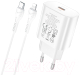 Зарядное устройство сетевое Hoco N22 + кабель Type-C to Lightning (белый) - 