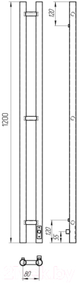 Полотенцесушитель электрический Laris Прайм ЧК Дуэт Круг 80x1200 (белый муар, левый)