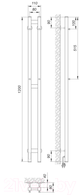 Полотенцесушитель электрический Laris Прайм ЧК Дуэт 80x1200 (белый муар, правый)