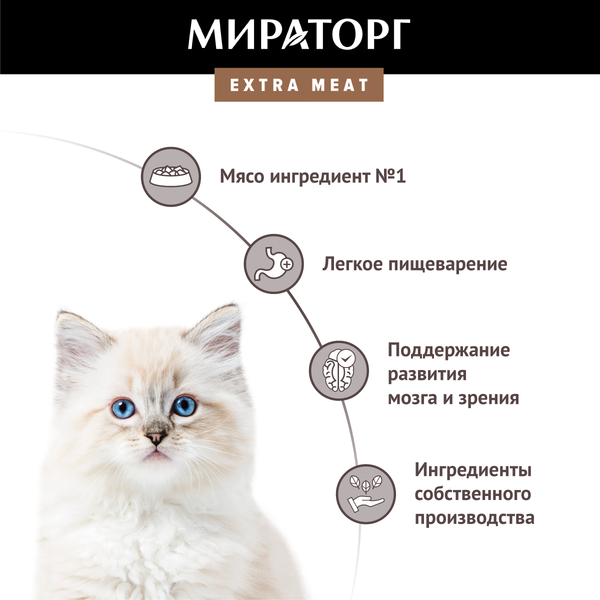 Сухой корм для кошек Мираторг Extra Meat для котят c нежной телятиной / 1010025632 (0.65кг)