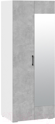 Шкаф ТриЯ Нео 2-х дверный с зеркалом (белый/ателье светлый/ателье светлый)