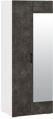 Шкаф ТриЯ Нео 2-х дверный с зеркалом (белый/ателье темный/ателье темный)
