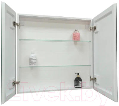 Шкаф с зеркалом для ванной Континент Emotion Led 80x80 (с датчиком движения, теплая подсветка)