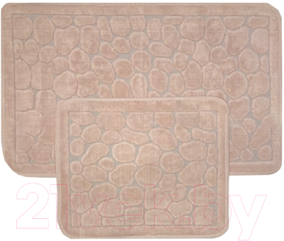 Набор ковриков для ванной и туалета Karven Stone / KV 110 (Pudra/пудра)