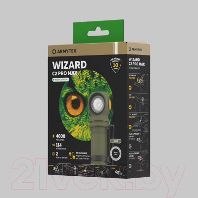 Фонарь Armytek Wizard C2 Pro Max Magnet USB / F06701CO (оливковый/белый)