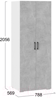 Изображение товара Шкаф ТриЯ Нео 2-х дверный (белый/ателье светлый/ателье светлый)