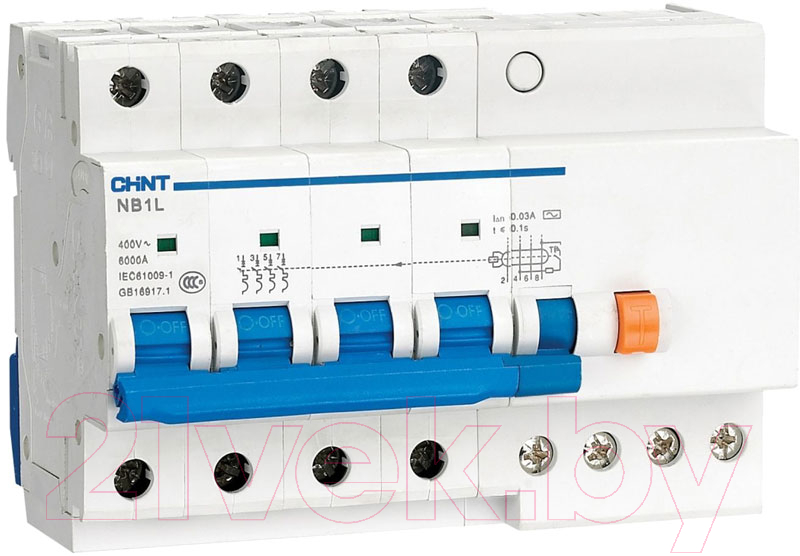 Дифференциальный автомат Chint NB1L-40 4P C32 30mA AC 6kA (R) / 198131