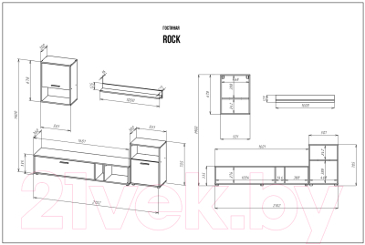 Стенка НК Мебель Rock / 71295603 (белый)