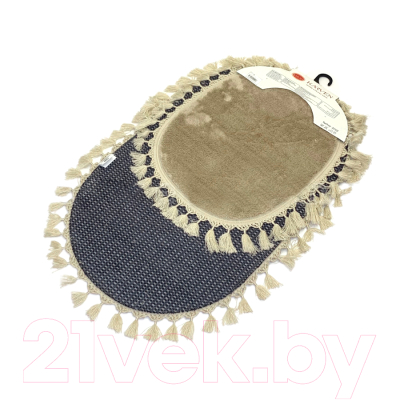 Набор ковриков для ванной и туалета Karven Post Dokuma Oval Sacakli / KV 413 (Bej/бежевый)