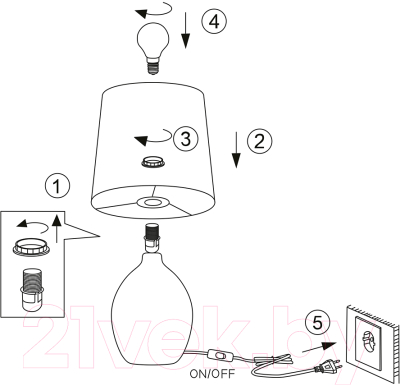 Прикроватная лампа Rivoli Chimera 7072-501 (черный/белый)