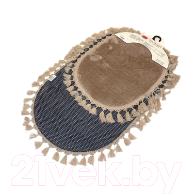 Набор ковриков для ванной и туалета Karven Post Dokuma Oval Sacakli / KV 413 (Kahve/коричневый)
