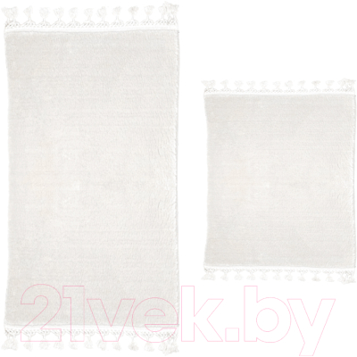Набор ковриков для ванной и туалета Karven Post Dokuma Sacakli / KV 414 (Beyaz/белый)