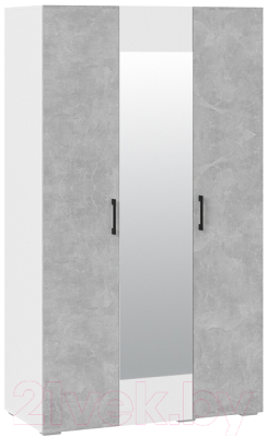 Шкаф ТриЯ Нео 3-х дверный с зеркалом (белый/ателье светлый/белый/ателье светлый)