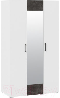 Шкаф ТриЯ Нео 3-х дверный с зеркалом (белый/белый/ателье темный/белый)
