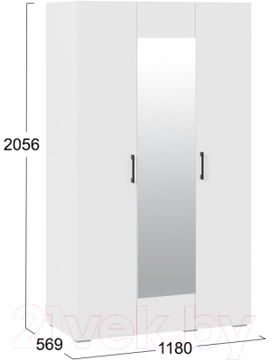 Шкаф ТриЯ Нео 3-х дверный с зеркалом (белый)