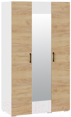 Шкаф ТриЯ Нео 3-х дверный с зеркалом (белый/дуб крафт золотой/белый/дуб крафт золотой)