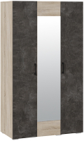 Шкаф ТриЯ Нео 3-х дверный с зеркалом (дуб сонома светлый/ателье темный/дуб сонома светлый/ателье темный) - 
