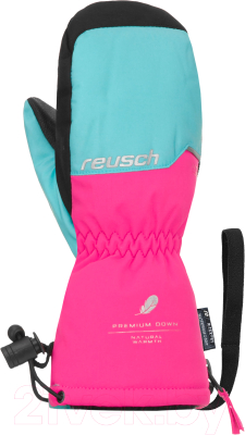 Перчатки лыжные Reusch Jerry Down R-Tex Xt Mitten Bachelor / 6285539-4542 (р-р 2, Button/Knockout Pink)