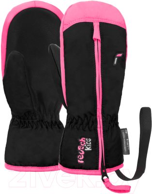 Варежки лыжные Reusch Ben / 6285408-7769 (р-р 1, Mitten Black/Knockout Pink)