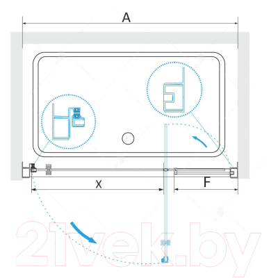 Изображение товара Душевая дверь RGW PA-02-B / 41080200-14 (черный/прозрачное стекло)