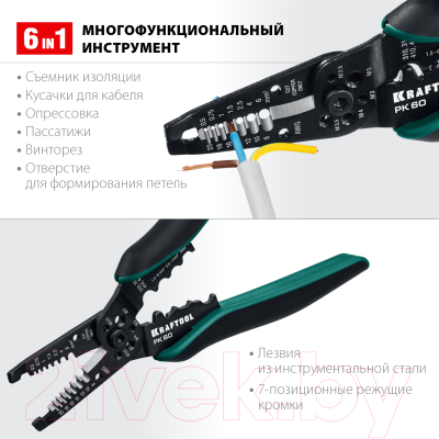 Инструмент для зачистки кабеля Kraftool PK-60 / 22658