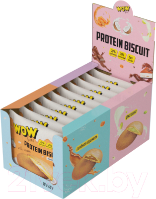 Протеиновое печенье Prime Kraft Wowbar Protein Biscuit (10x40г, кокос и миндаль)