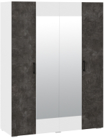 Шкаф ТриЯ Нео 4-х дверный с зеркалом (белый/ателье темный/белый/ателье темный) - 