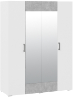Шкаф ТриЯ Нео 4-х дверный с зеркалом (белый/белый/ателье светлый/белый) - 