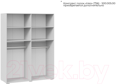 Шкаф ТриЯ Нео 4-х дверный с зеркалом (белый/ателье темный/белый/ателье темный)
