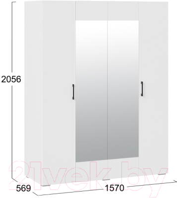 Шкаф ТриЯ Нео 4-х дверный с зеркалом (белый)